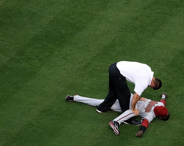 Baseball player warming up