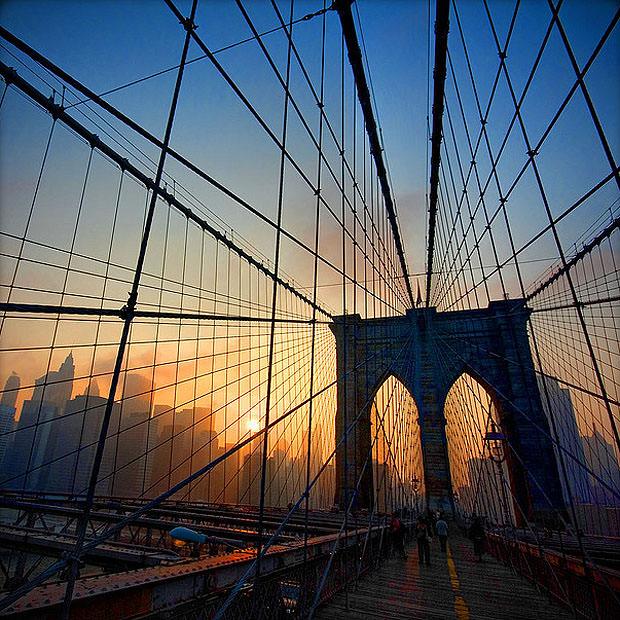 Brookyln Bridge, New York at sunset