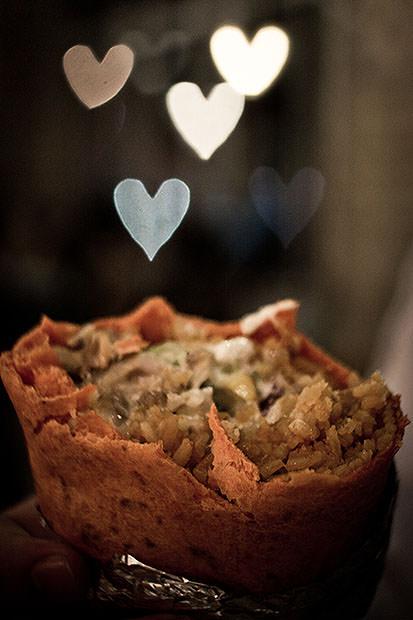 Food with heart bokeh