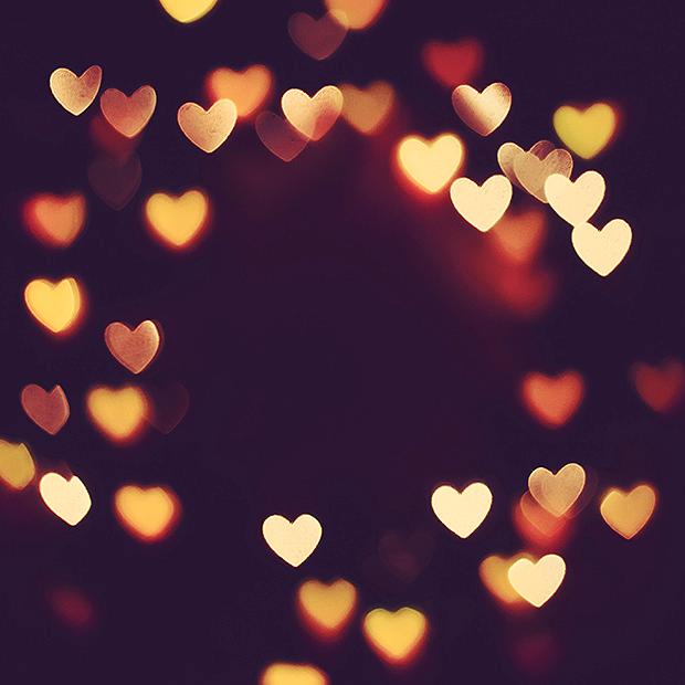 Warm coloured heart bokeh