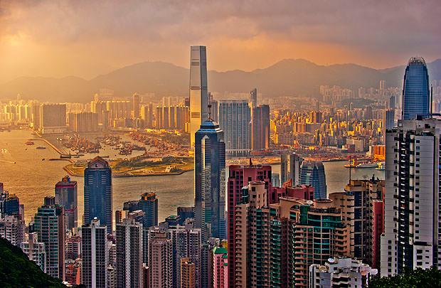 Hong Kong skyline at sunset