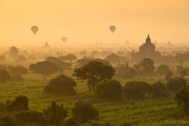 Hot air balloons at sunrise