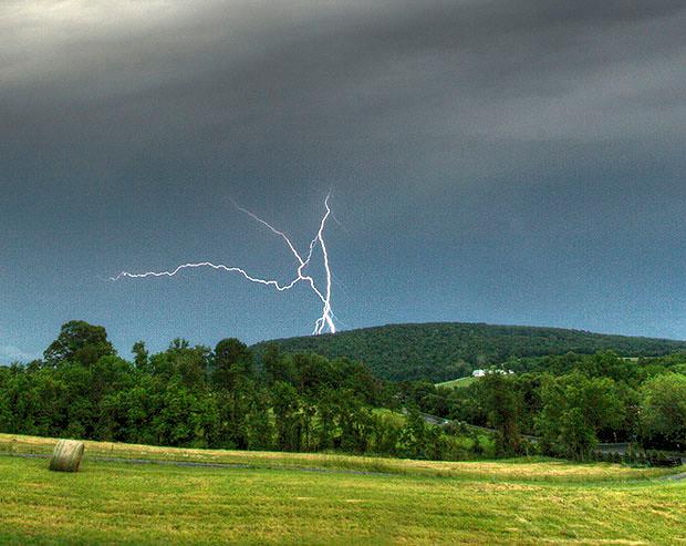 Lighting over a field