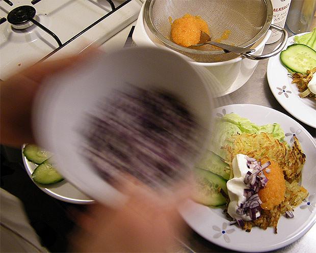 Slow sync flash photo of someone cooking