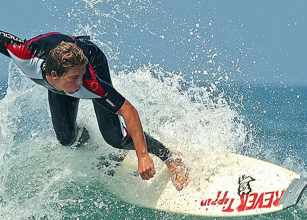 Surfer riding a wave